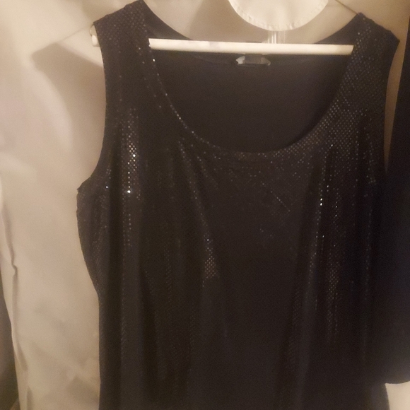St. John Caviar Black Sequin Tank Top Size XL .&St. JohnBlackEveningSkirt, Sz 16 - Picture 2 of 5